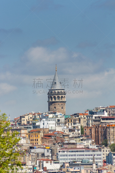 加拉太塔,博斯普鲁斯海峡,伊斯坦布尔,土耳其,都市风景,金角湾,马尔马拉海,热那亚人,近景,城市生活