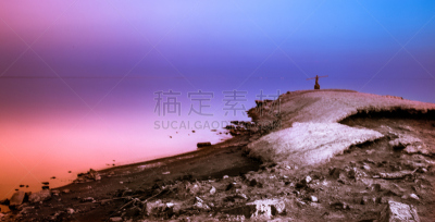 黄昏,沙顿海,湖岸,水平画幅,孟买海滩,无人,曙暮光,户外,加利福尼亚,河岸