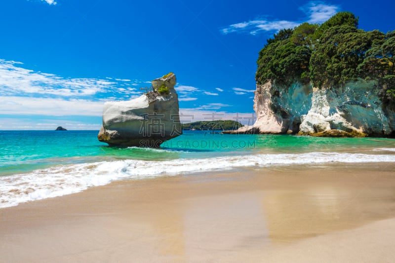 cathedral cove,海滩,海洋,风景,蓝色,科罗曼德尔半岛,旺阿马塔,新西兰,水,水平画幅