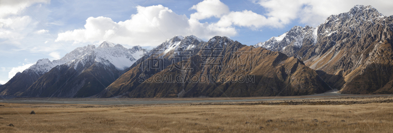 秋天,全景,自然美,新西兰,库克山,自然,天空,水平画幅,地形,雪