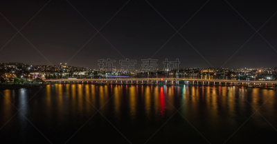 金角湾,多色的,桥,地铁站,夜晚,欧洲,土耳其,数码合成,伊斯坦布尔,汽车