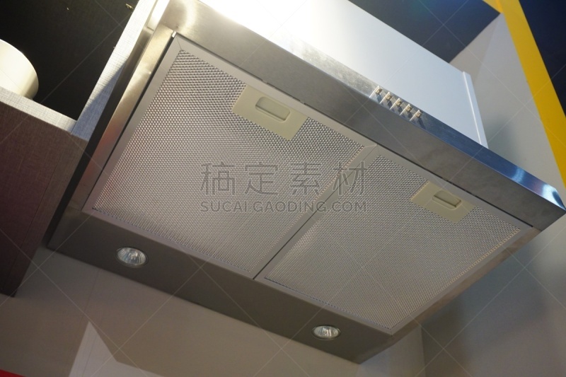 风帽,厨房,新的,平视角,家具,金属,光,手提炉,居住区,商业厨房