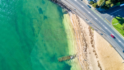 奥克兰,居住区,新西兰,水边,背景,公路赛跑,航拍视角,水平画幅,郊区,无人