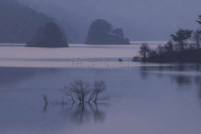 秋元湖,早晨,福岛县,东北片区,自然,水,水平画幅,地形,无人,日本