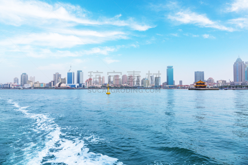 青岛海滩,海滨城市,水,天空,美,水平画幅,无人,海港,青岛,户外