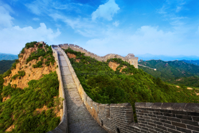 长城,日光,在下面,纪念碑,天空,古老的,古典式,石材,八达岭长城,石头