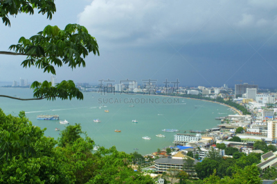 芭堤雅,城市,水,天空,度假胜地,水平画幅,无人,海港,户外,泰国