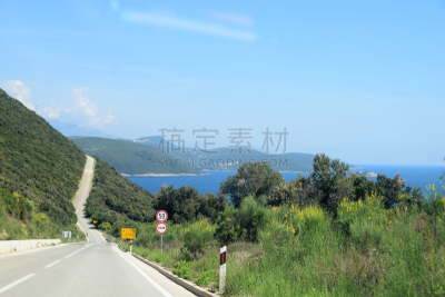 海滩,路,陡峭,海岸地形,marquis,挡土墙,峭壁,灌木丛,岩面,克罗地亚
