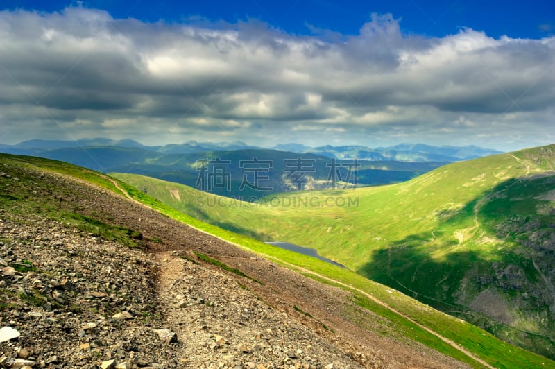 小路,德文特水库,格拉斯米尔,斯科菲山,英格兰湖区,坎布里亚,国家公园,水平画幅,无人,英格兰