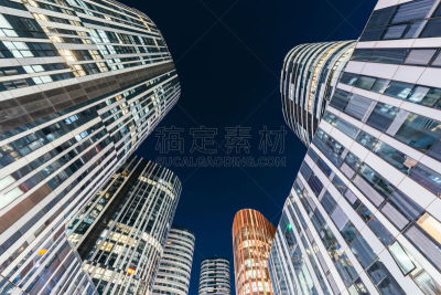 低视角,北京,市区,夜晚,三里屯,商务关系,广角,消失点,全球财政,万里无云