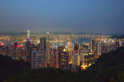 夜晚,湾仔,维多利亚港,维多利亚港湾,全球财政,水平画幅,银行,曙暮光,户外,都市风景