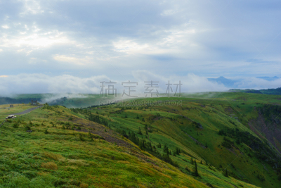 美原,早晨,苏格兰高地,蓼科山,长野县,高原,天空,里山,草原,国家公园