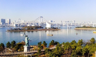 曼哈顿,自由女神复制像,图像,著名景点,无人,水,背景,statue of liberty replic,户外,水平画幅