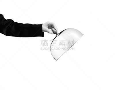 男招待,图像,银盘,正装手套,留白,水平画幅,华贵,无人,2015年,白色背景