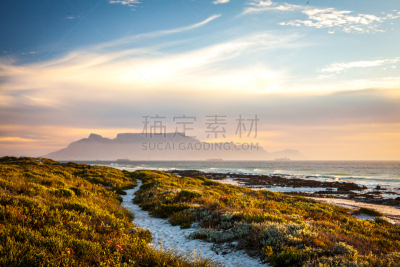 开普敦,南非桌山,风景,布劳堡海滩,南非,美,水平画幅,云,沙子,无人
