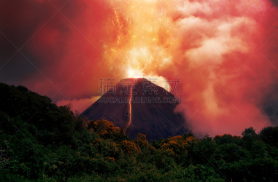 火山,埃特纳火山,火山碎屑流,蒙特塞拉特,英属蒙塞拉特岛,水平画幅,熔岩,地质学,无人,环境损害