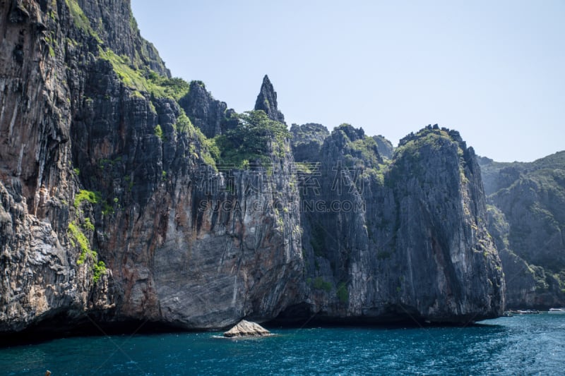 泰国,悬崖,海洋,皮皮群岛,南,水,天空,美,水平画幅