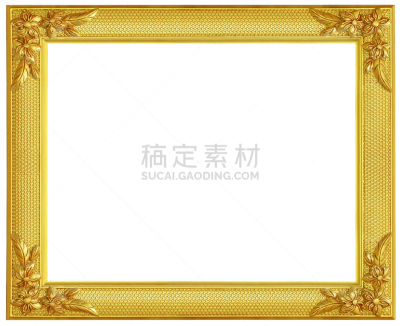 黄金,古董,边框,白色背景,巴洛克式的管弦乐,食品雕刻,金叶,留白,面无表情