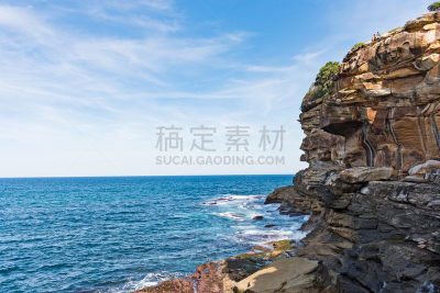悬崖,澳大利亚,两个人,顶部,coogee,克洛韦利,伯利海滩,悉尼,水,美