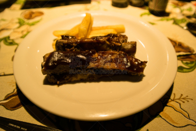 肉,盘子,格子烤肉,蔬菜,牛排,清新,香料,肋骨,小排骨,烤的