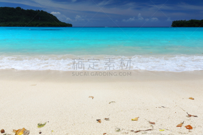 海滩,埃斯皮里图桑托岛,海港,瓦努阿图,水,天空,水平画幅,沙子,无人,南太平洋