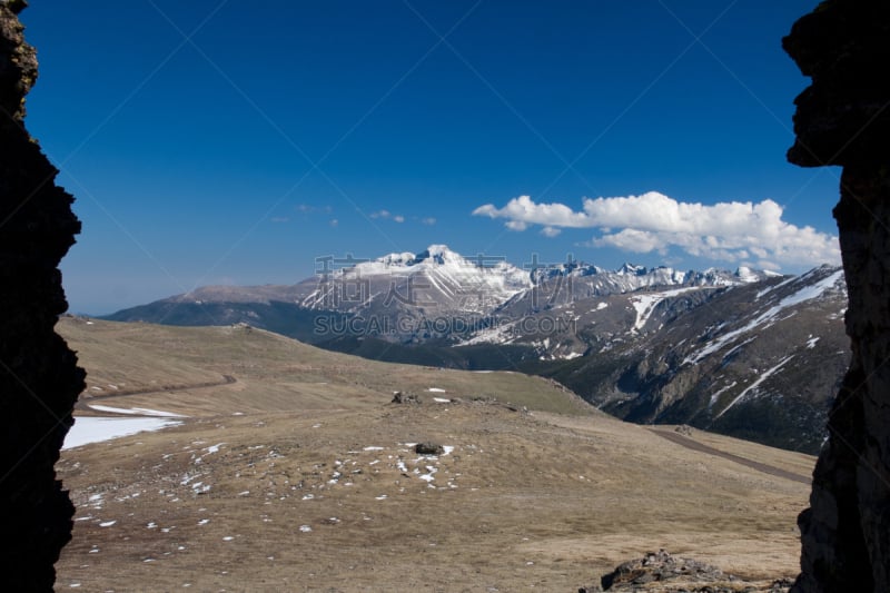 朗斯峰,落基山国家公园,自然,天空,草地,水平画幅,地形,雪,无人,蓝色