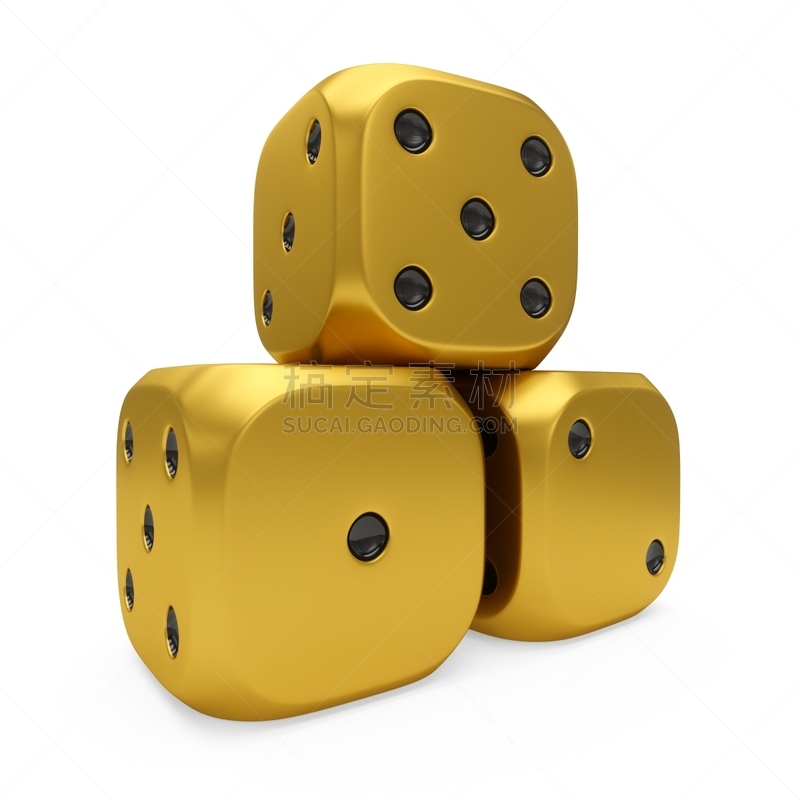骰子,三维图形,分离着色,黄金,白色背景,数字3,赌桌,数字6,赌场,休闲活动