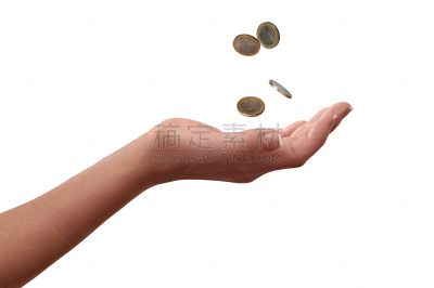 女人,手,贞德,10欧元分币,天上掉馅饼,金属矿石,水平画幅,部分,雨,彩色图片