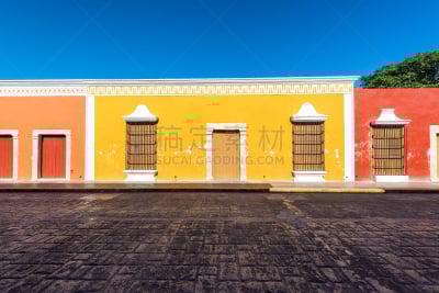 墨西哥,坎佩切湾,多色的,传统,世界遗产,橙色,著名景点,殖民地式,户外,建筑