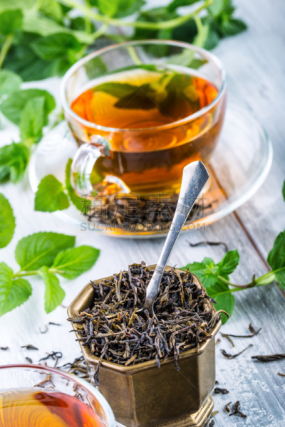 茶树,薄荷叶,薄荷,薄荷茶,花茶,垂直画幅,水,芳香的,阿萨姆,茶碟