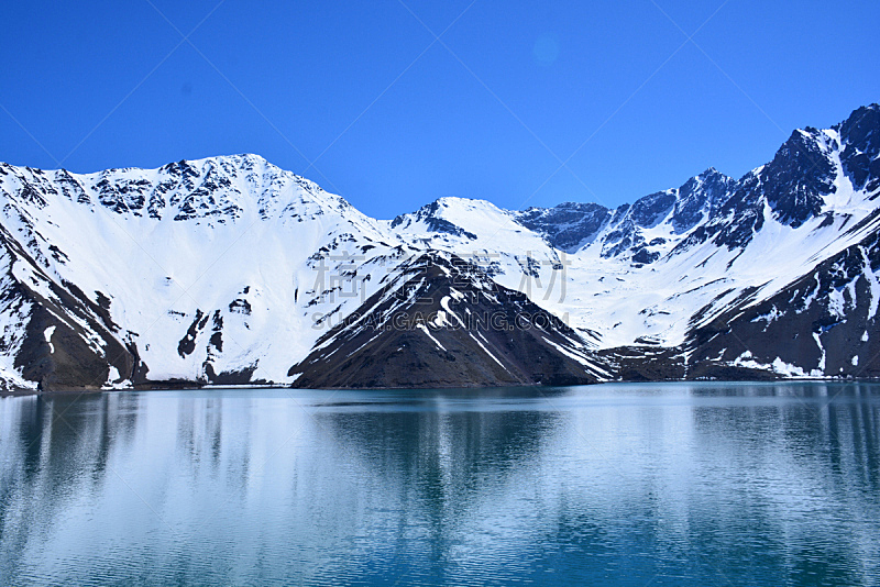 地形,雪,山,山谷,智利,圣地亚哥德古巴,泻湖,水,水平画幅,冰河