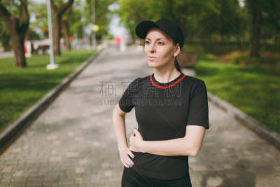 制服,青年人,运动,概念,鸭舌帽,户外,黑色,跑,停车