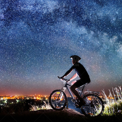 星系,夜晚,骑自行车,在下面,银河系,天空,旅行者,自由,运动头盔,运动