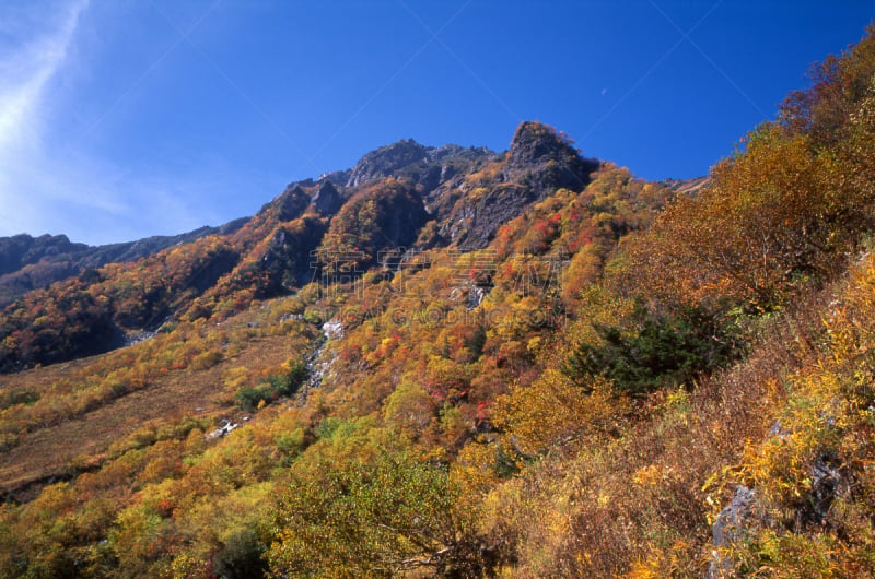 秋天,山,天空,水平画幅,无人,蓝色,户外,北岳山,黄色