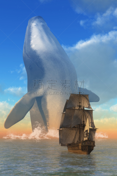 鲸,神,船,海上运输,海洋生命,幻想,垂直画幅,图像,海洋,哺乳纲