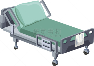 床,车轮,无人,绘画插图,剪贴画,床垫,计算机制图,计算机图形学,移动式