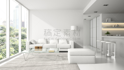 白色,复式楼,室内,三维图形,极简构图,一个物体,扶手椅,地板,沙发,装饰物