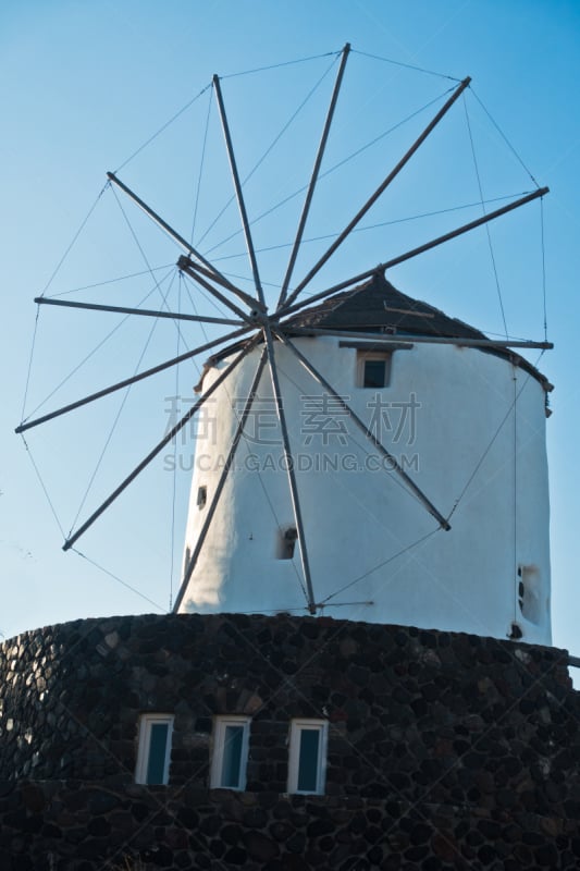 圣托里尼岛,风车,山庄,基克拉迪群岛,磨坊,垂直画幅,天空,风,山,风力