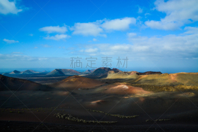 兰萨罗特岛,山,卡门港,timanfaya national park,选择对焦,天空,美,水平画幅,无人,火山地形