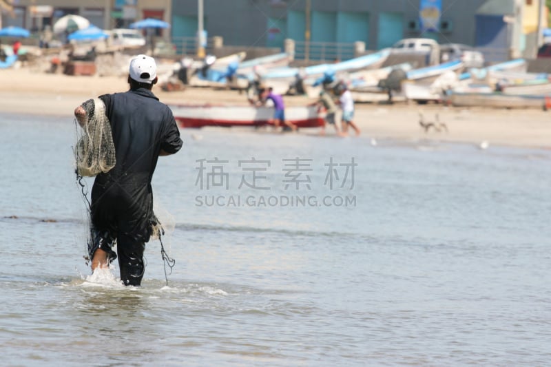 水,水平画幅,沙子,简易钓鱼,夏天,户外,男性,仅成年人,拉丁美洲,运动