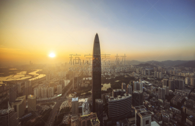 深圳,摩天大楼,广东省,水平画幅,夜晚,无人,曙暮光,东亚,户外,都市风景