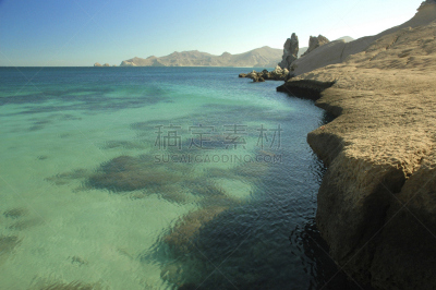 海岸线,沙漠,岩石,水,水平画幅,沙子,无人,户外,下加利福尼亚半岛,太阳