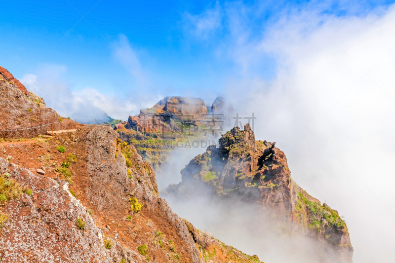 山,马德拉,火山,地形,水平画幅,无人,比科公司,大西洋群岛,夏天,户外