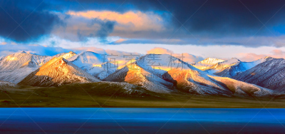 湖,山,中国,在上面,水,天空,水平画幅,雪,无人,户外