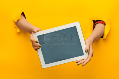 平板电脑,投影屏幕,女性,手,分离着色,青少年,黑色,留白,电子商务,套装