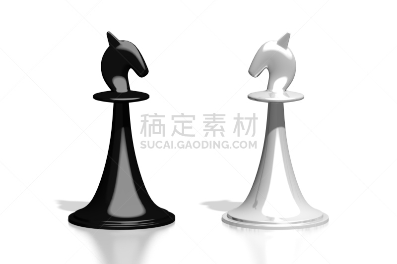 国际象棋,骑士,三维图形,美国,水平画幅,无人,绘画插图,白色背景,背景分离,黑色