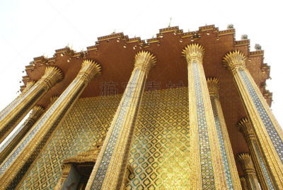 玉佛寺,曼谷,亚洲,金叶,黄金,旅游目的地,水平画幅,建筑,无人,特写