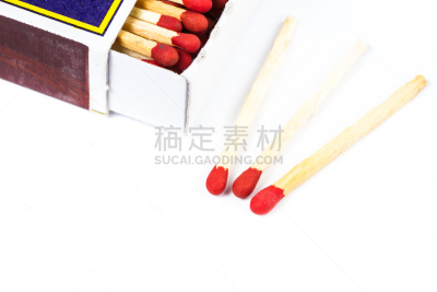 火柴,分离着色,翻盖火柴盒,火柴盒,火柴棍,硫磺,水平画幅,平视角,纸板,特写