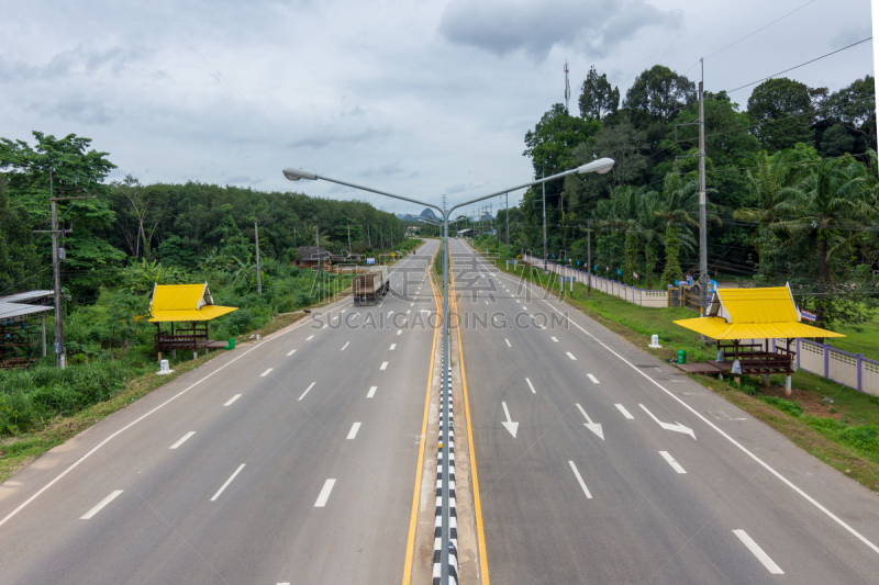 公路,白色,路,导游,系船柱,成一排,海上航道,旅途,空的,沥青