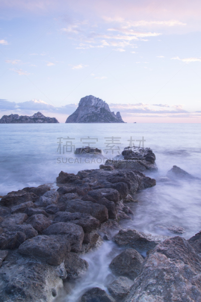 伊比沙岛,岛,海滩,海湾,德霍特海湾,自然,垂直画幅,地形,岩石,无人